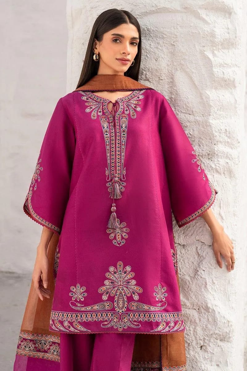 3 Pcs Women's Unstitched Embroidered Suit