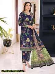 3 Pcs Women's Unstitched Khaddar Printed Suit