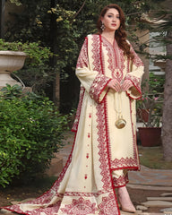 3Pcs Women Unstitched Embroidery Suit